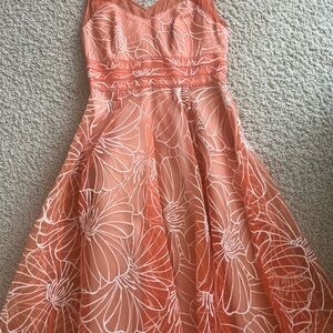 Moulinette Soeurs Coral and White Floral Midi Dress